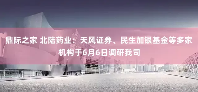 鼎际之家 北陆药业：天风证券、民生加银基金等多家机构于6月6日调研我司