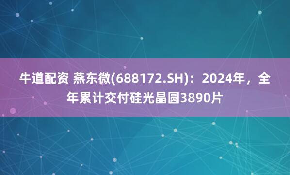 牛道配资 燕东微(688172.SH)：2024年，全年累计交付硅光晶圆3890片